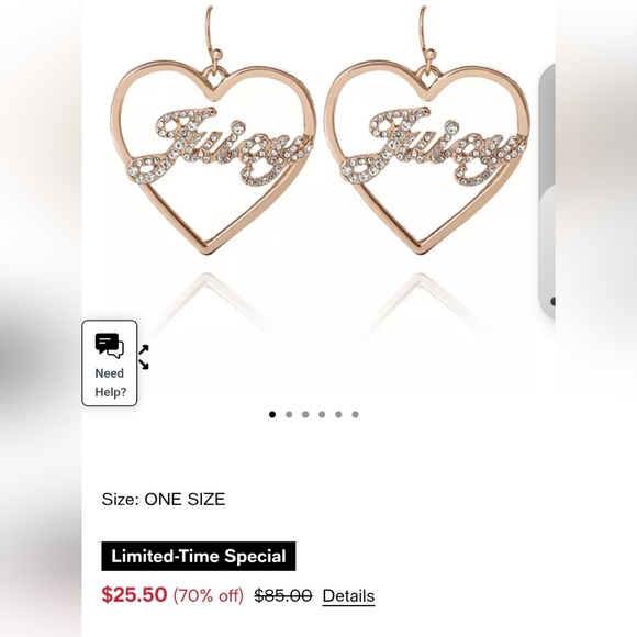 Nwt Juicy Couture Script Crystal Heart Drop Earrings Gold Tone Dangle Bling - Picture 4 of 7